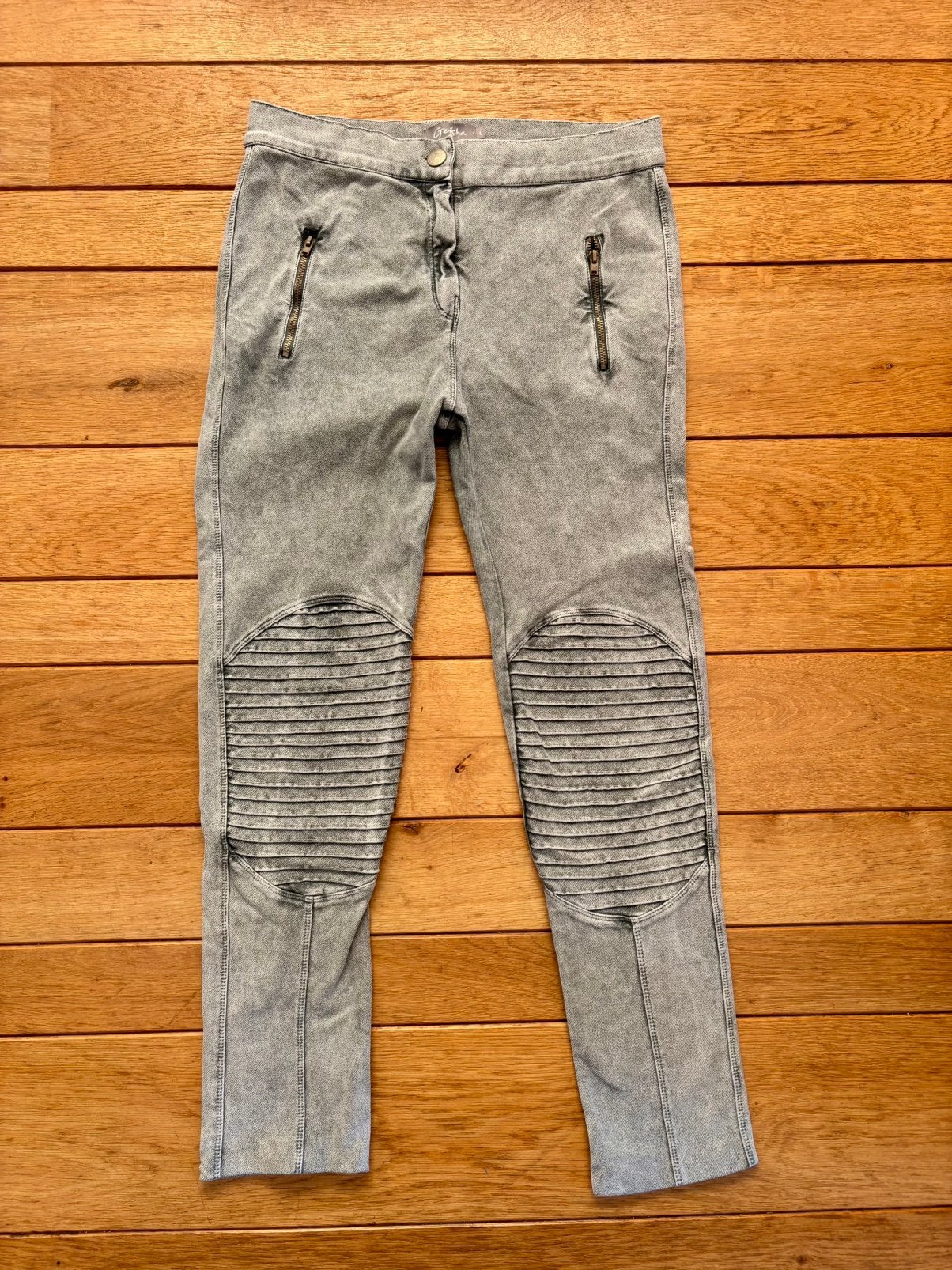 Geisha broek maat L grijs bikerlook | skinny jeans slim fit, Ophalen of Verzenden, Zo goed als nieuw, Grijs, W30 - W32 (confectie 38/40)