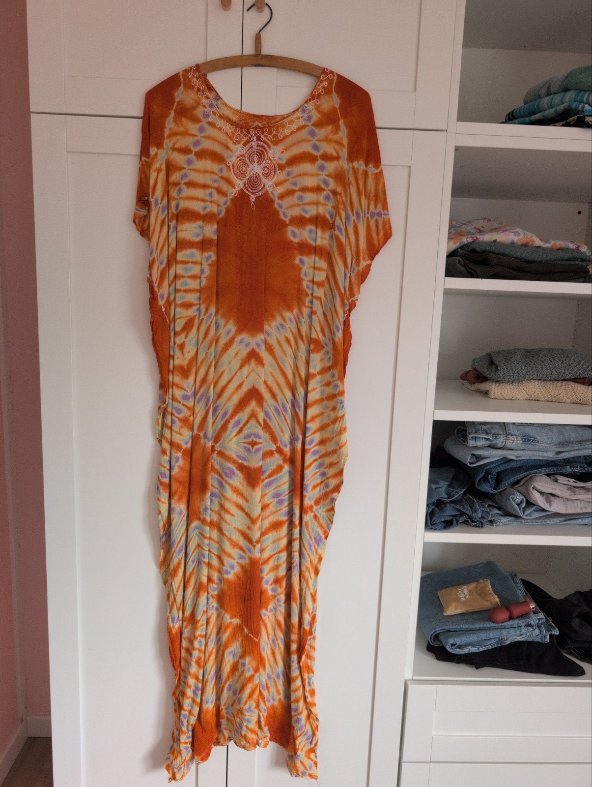 Luchtige Afrikaanse jurk - Maat M/L, Kleding | Dames, Maat 38/40 (M), Oranje, Ophalen of Verzenden, Gedragen
