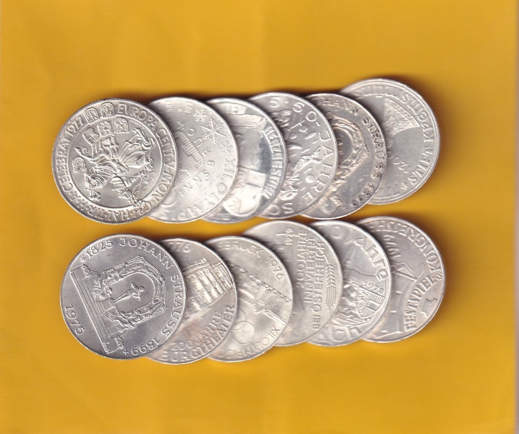 Oostenrijk 12 Zilveren 100 Shilling Munten Divers, Verzenden, Oostenrijk, Losse munt, Zilver