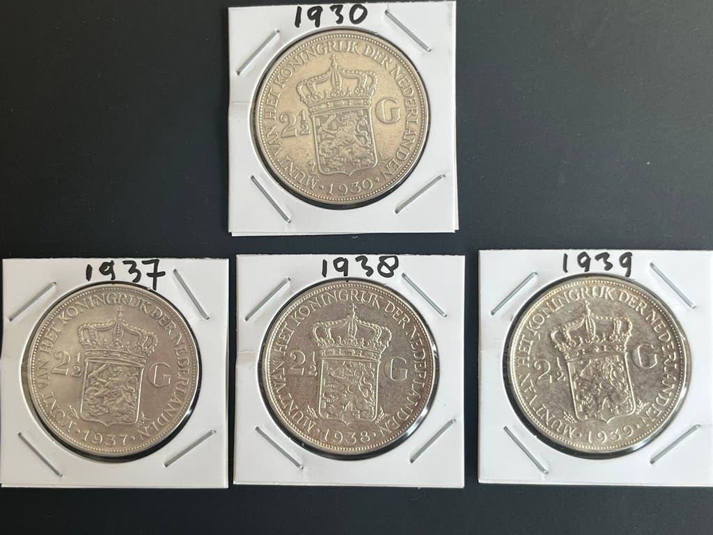 WILHELMINA 4 NETTE RIJKSDAALDERS   FOTO/ADV, Postzegels en Munten, Munten | Nederland, Zilver, Koningin Wilhelmina, 2½ gulden