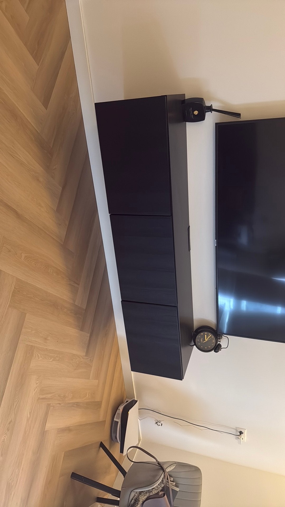Zwarte Tv meubel, Ophalen, 50 tot 75 cm, Overige houtsoorten, Minder dan 100 cm