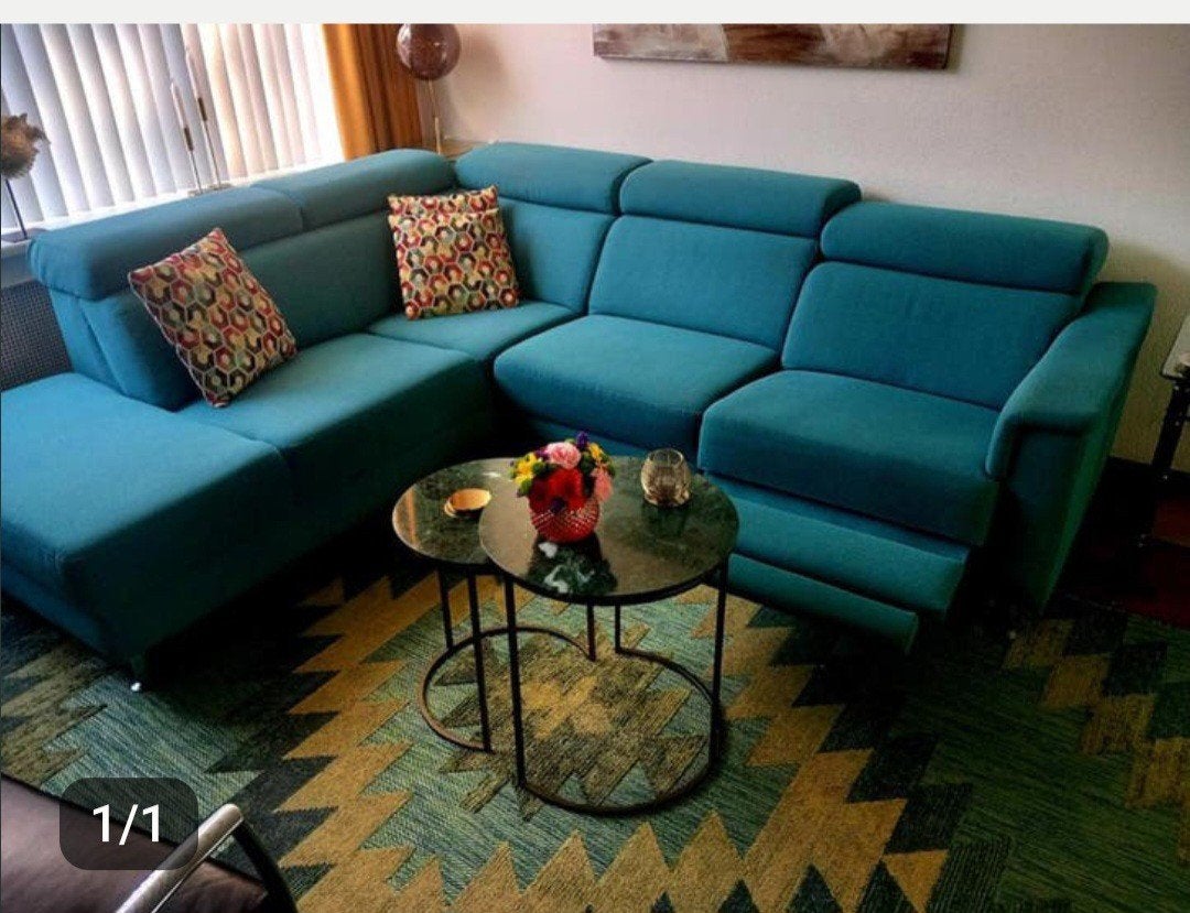 Hoekbank  te koop Donker turquoise., Huis en Inrichting, Banken | Bankstellen, 250 tot 300 cm, 75 tot 100 cm, Ophalen of Verzenden