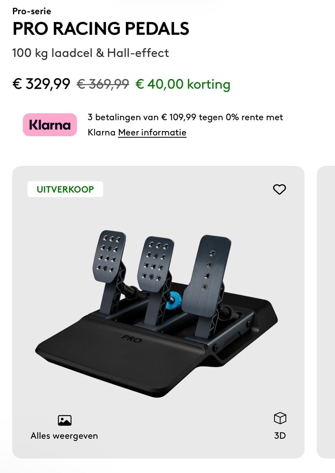Pro Racing Pedals Logitech [Nieuw], Ophalen, Nieuw