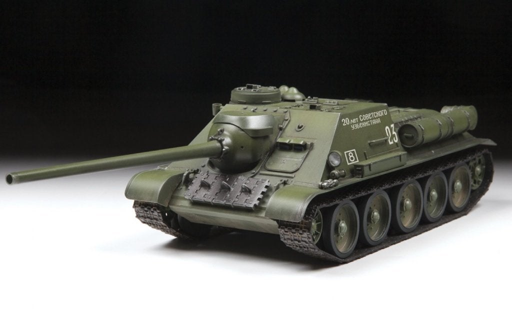 Zvezda 1:35 SU-100 tank destroyer (ongeopende doos!), Overige merken, Tank, 1:32 tot 1:50, Nieuw