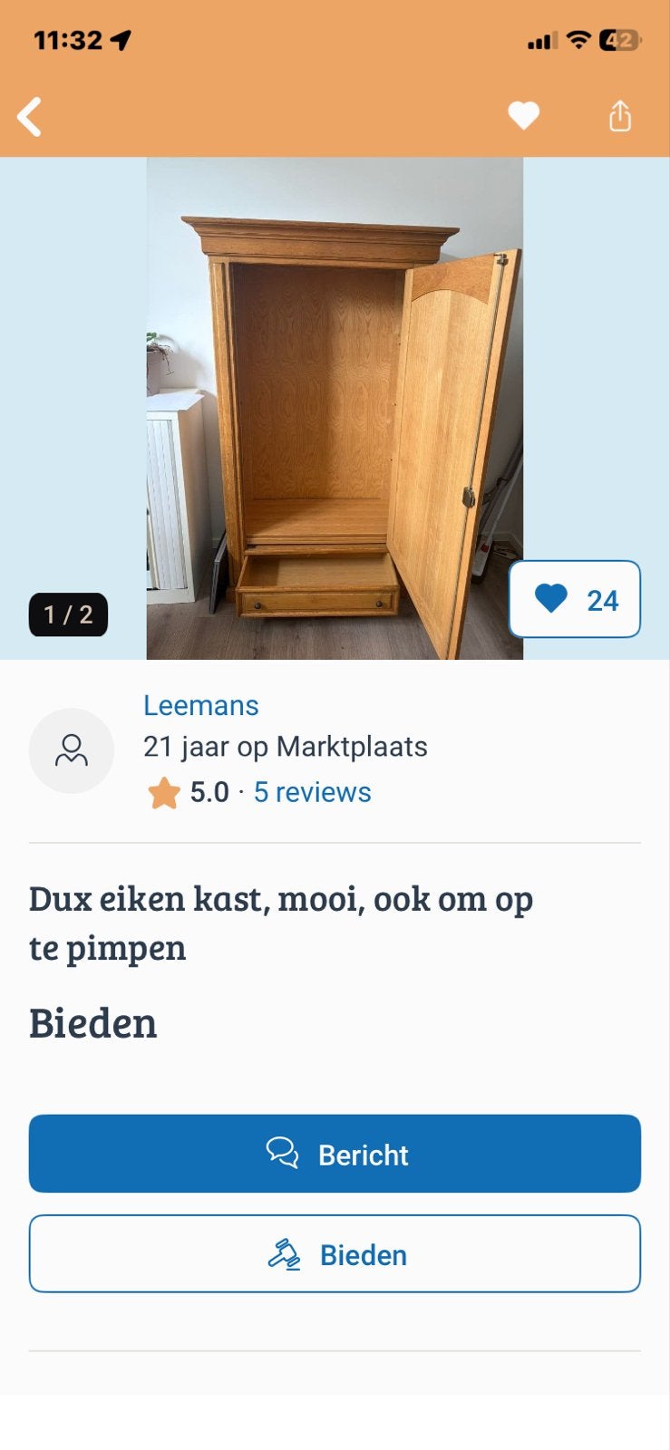 Dux eiken kast, Huis en Inrichting, Kasten | Overige, Ophalen, Gebruikt
