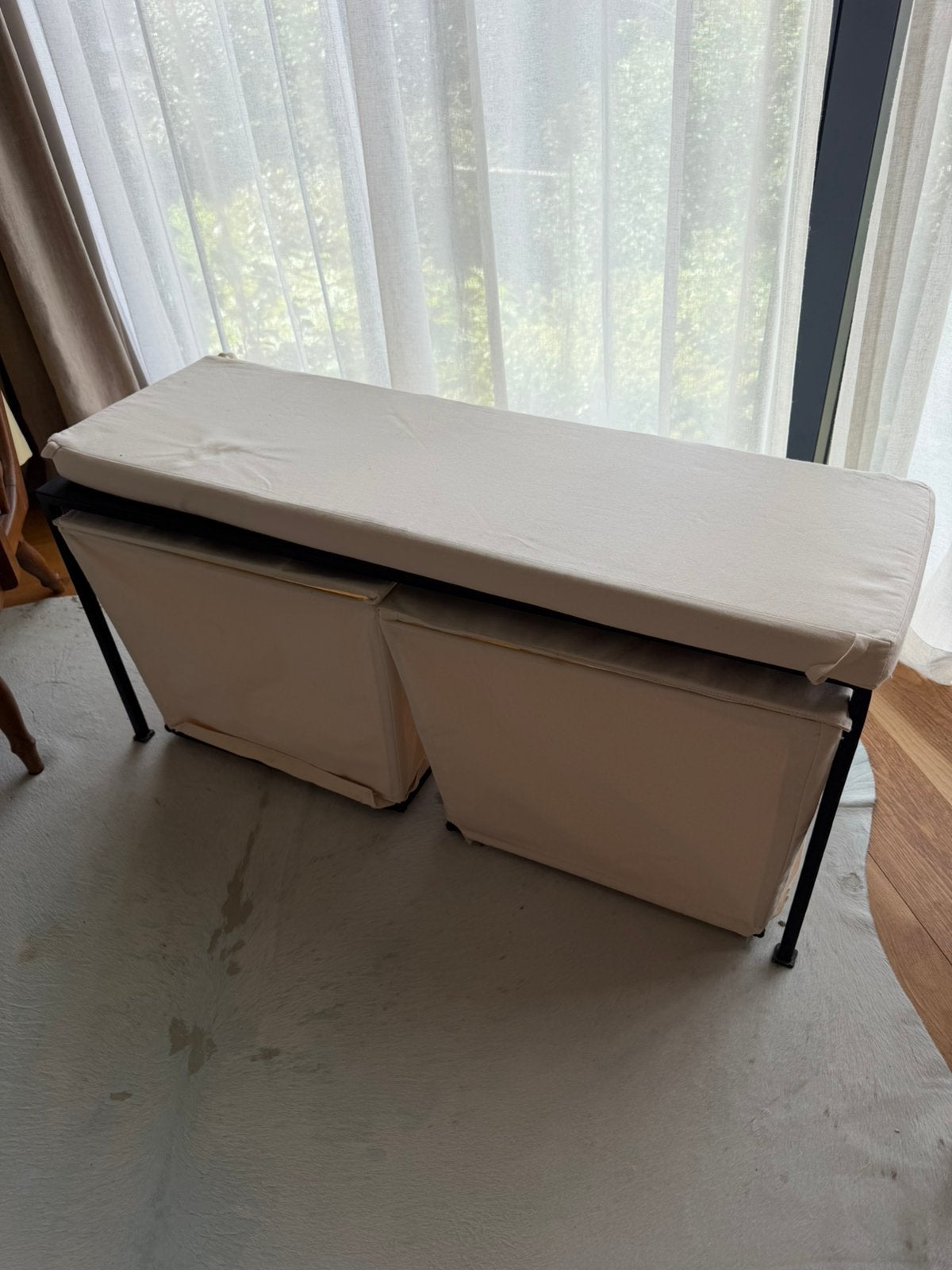 Bankje twee wasmanden  Zara Home 100*30*45 cm, Ophalen, Zo goed als nieuw, 25 tot 50 cm, Minder dan 100 cm