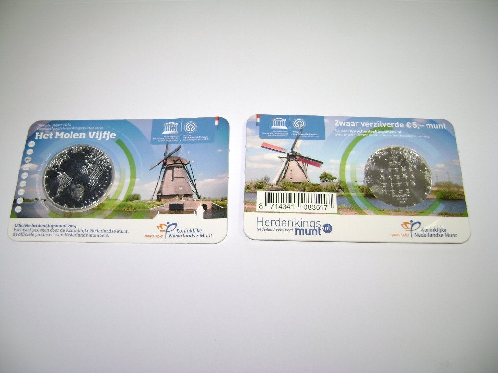 Het Molen Vijfje in Unc kwaliteit in Coincard, Postzegels en Munten, Munten | Nederland, Ophalen of Verzenden, Koningin Beatrix