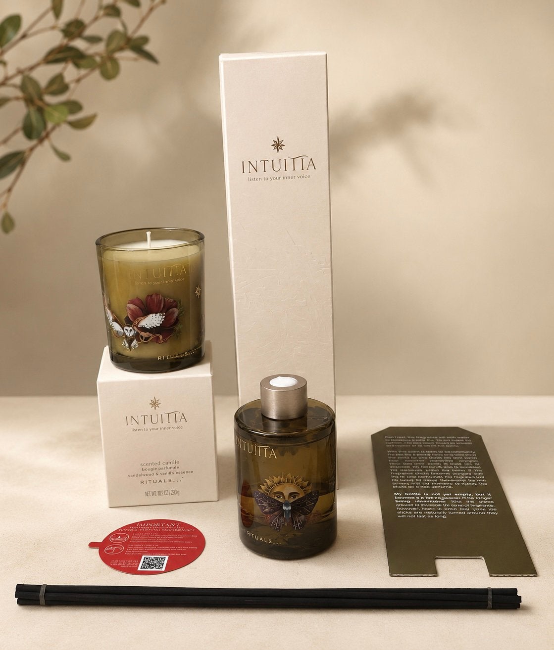 The Ritual of Intuitia fullsize geurstokken en geurkaars, Ophalen, Geurverspreider, Nieuw, Glas