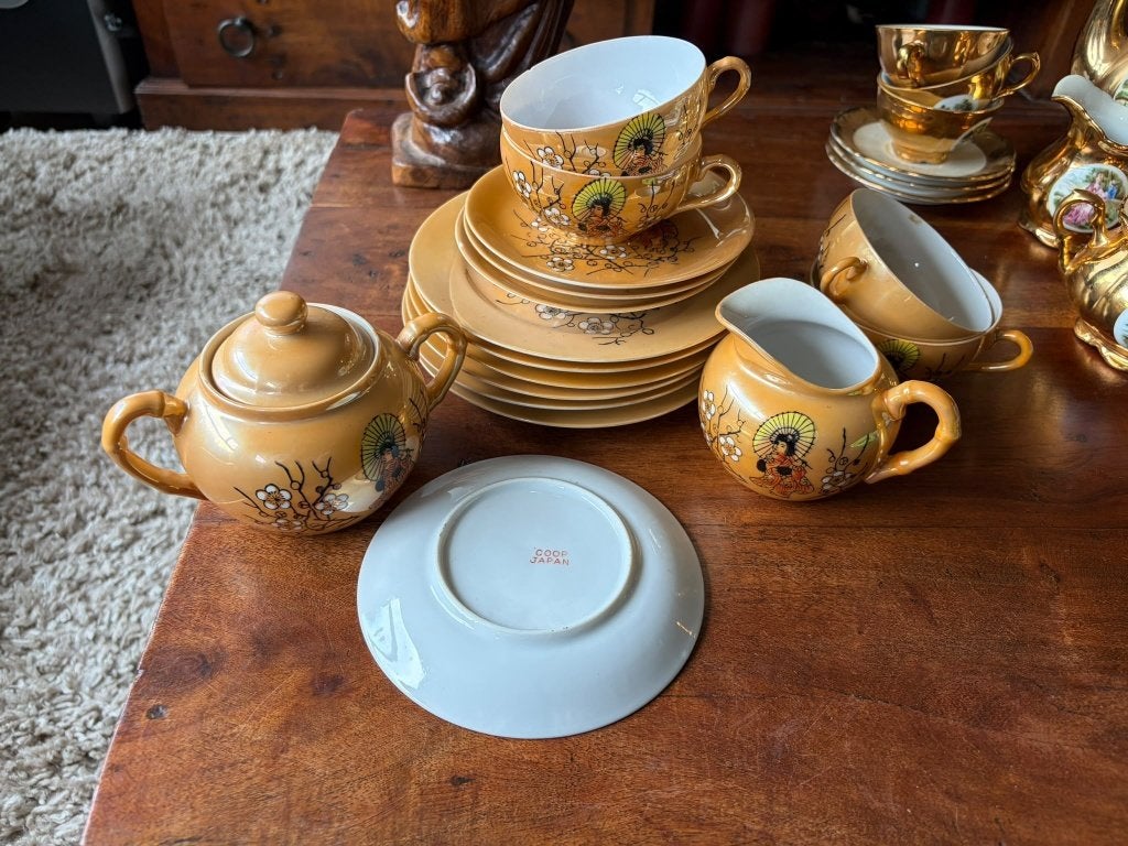 Vintage COOP Japan koffie- / theeservies geisha – geel, Antiek en Kunst, Ophalen