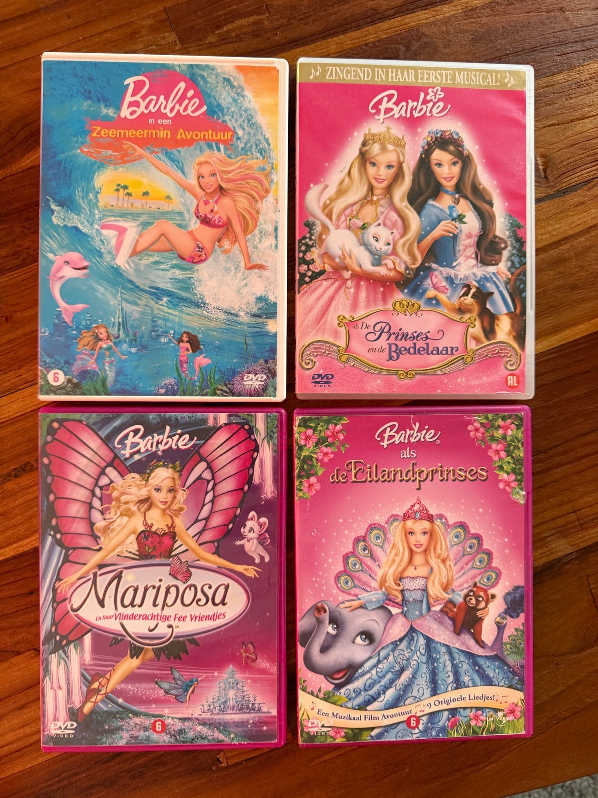 Barbie DVD's - Zeemeermin, Prinses, Mariposa, Eilandprinses, Cd's en Dvd's, Gebruikt, Alle leeftijden, Familie, Film