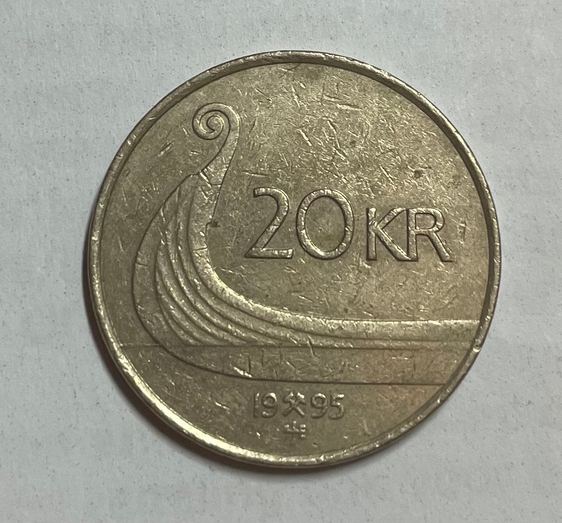 20 kroner Noorwegen 1995, Ophalen of Verzenden, Overige landen