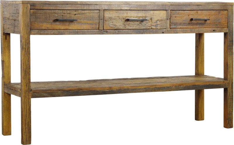 Sidetable 150 cm massief oud hout 3 X LA  voorraad ACTIE, Huis en Inrichting, 100 tot 150 cm, Nieuw, Ophalen of Verzenden, 3 of 4 laden