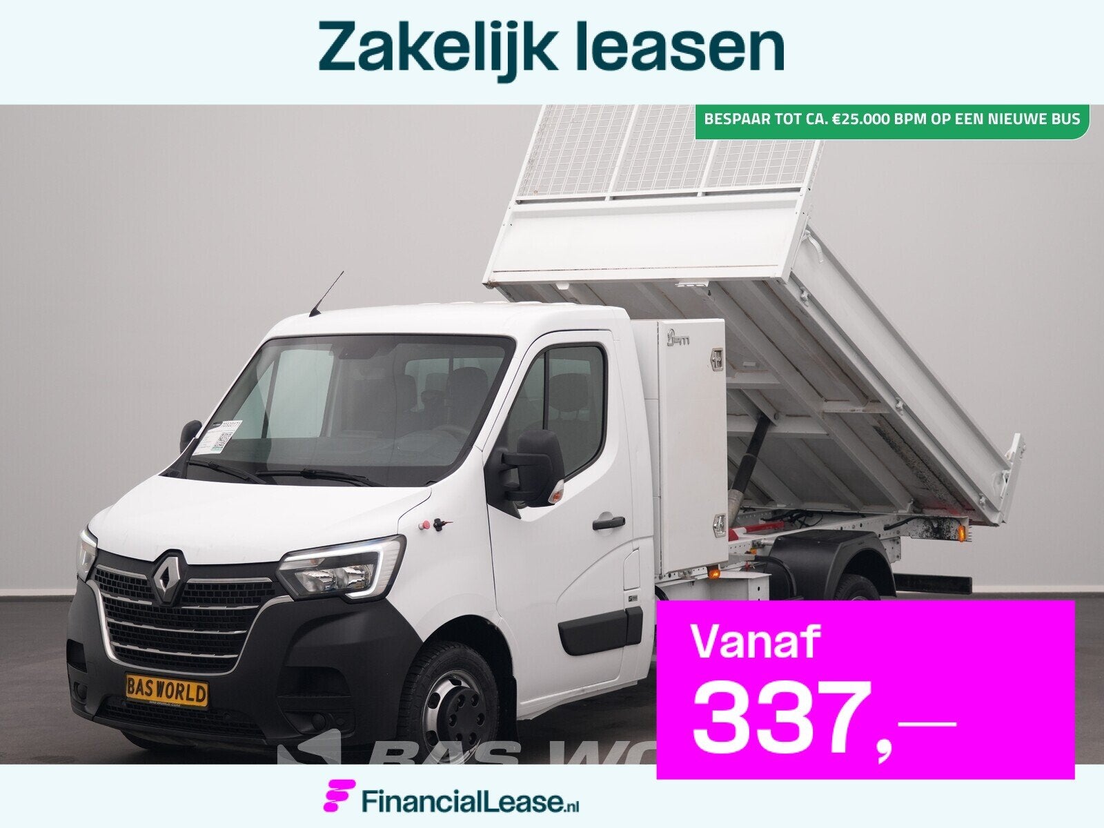 Renault Master 145PK Dubbellucht Kipper 3,5t Trekhaak Airco, 145 pk, Gebruikt, 4 cilinders, Renault