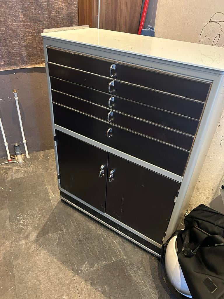 Vintage Stalen Tandartskast - Industrieel Design, Ophalen, Gebruikt
