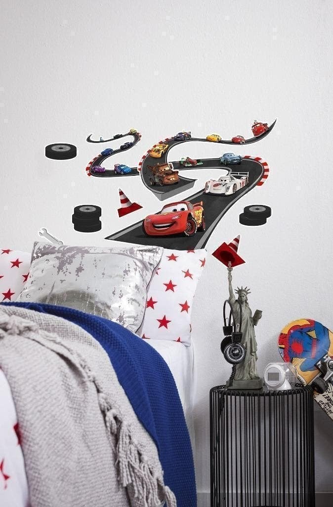 Disney Cars Muursticker 50x70 cm - Track, Verzenden, Nieuw, Strip of Tekenfilm