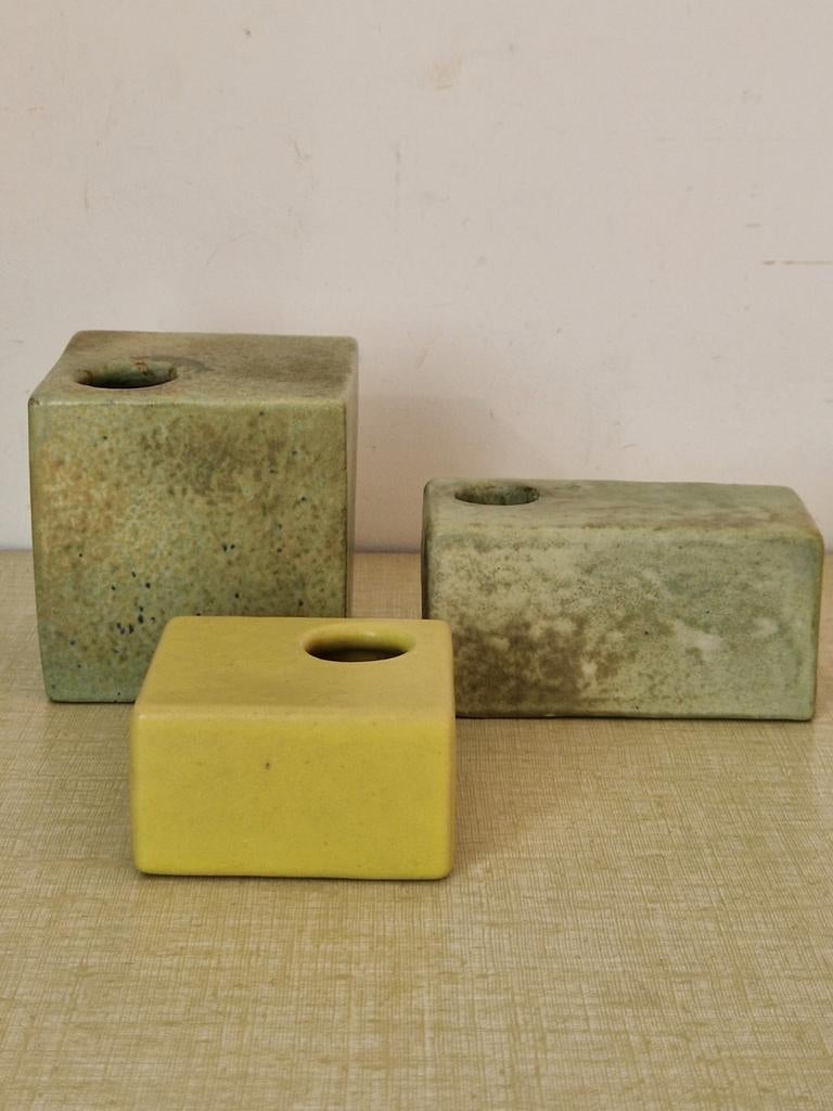 Mobach set kubus vaas ikebana jaren 60 70 design, Ophalen of Verzenden