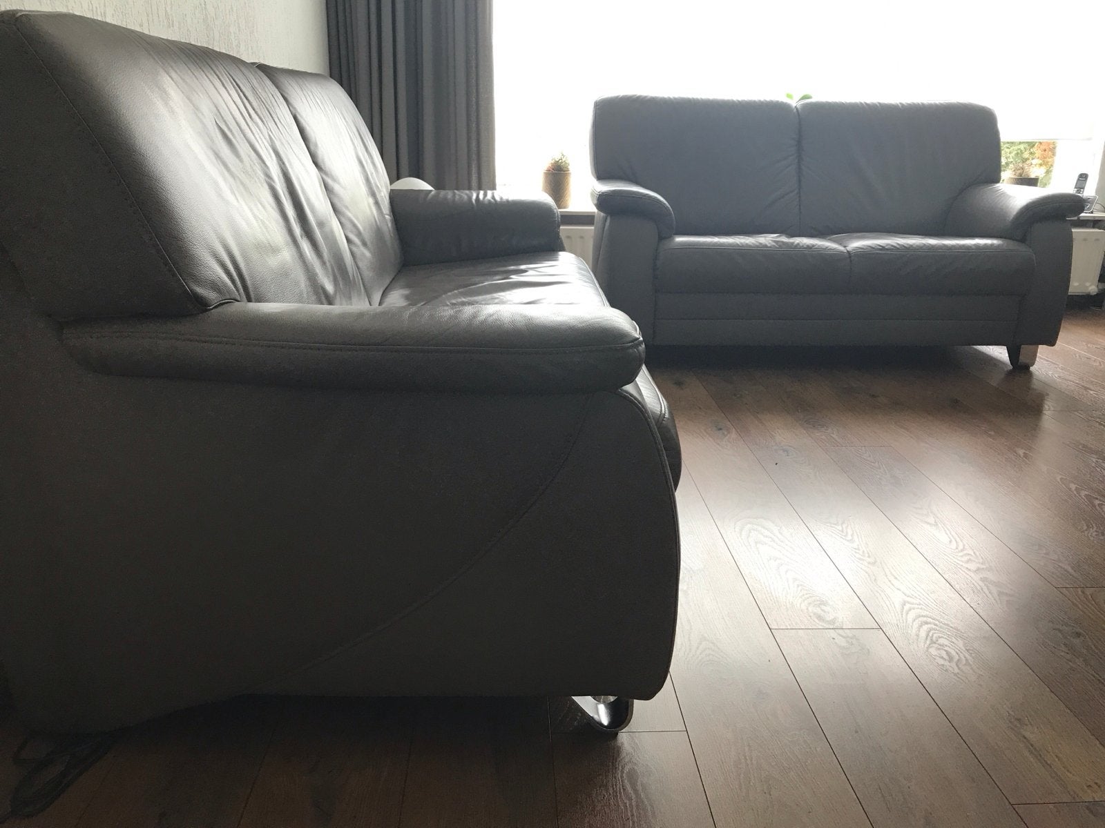 Leren 2-zitsbank en 2.5 zitsbank, Ophalen, Canyon, Gebruikt, Minder dan 75 cm