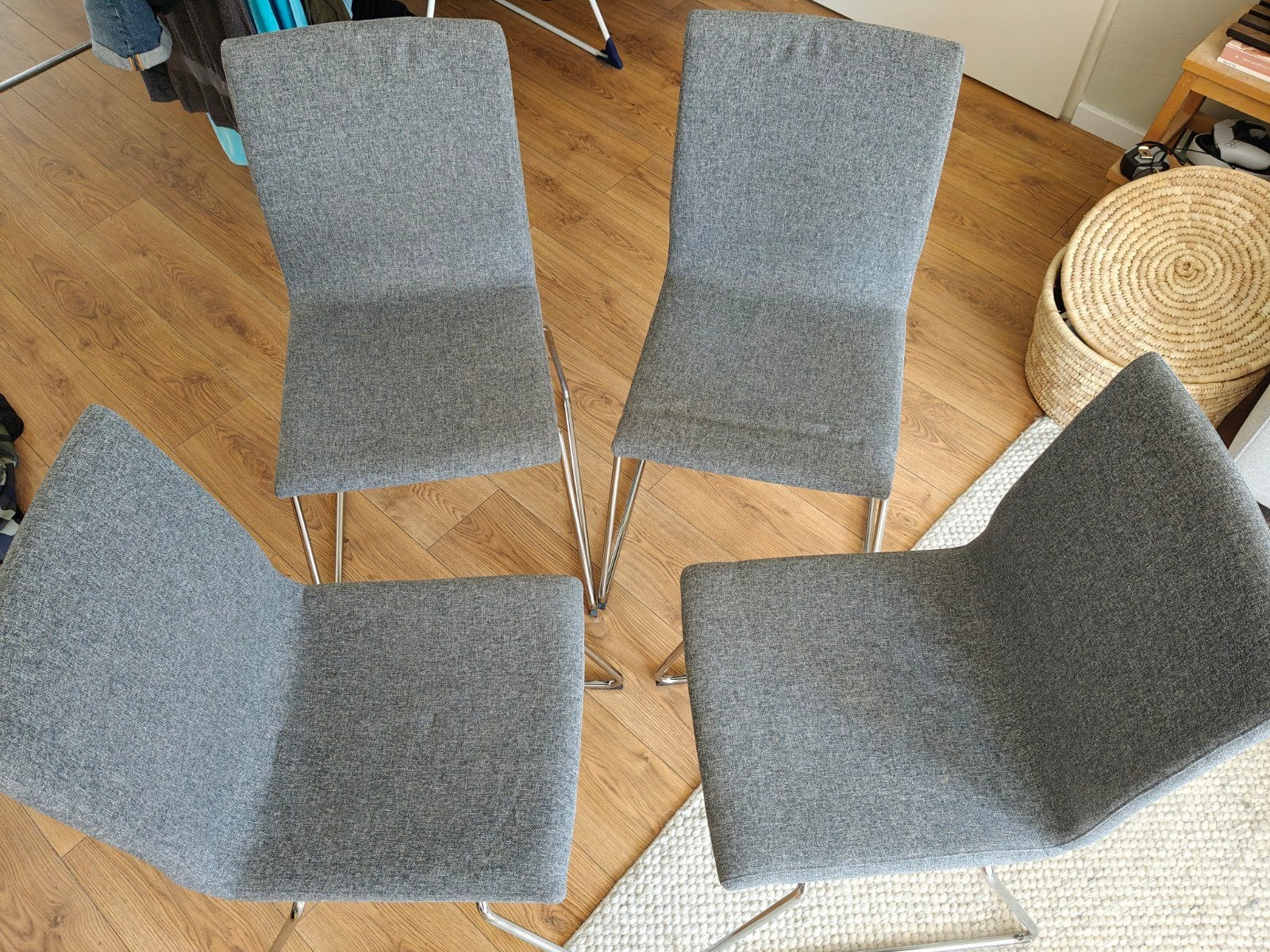 4x Ikea Volfgang stoel grijs stof, Huis en Inrichting, Ophalen, Grijs, Stof, Vier