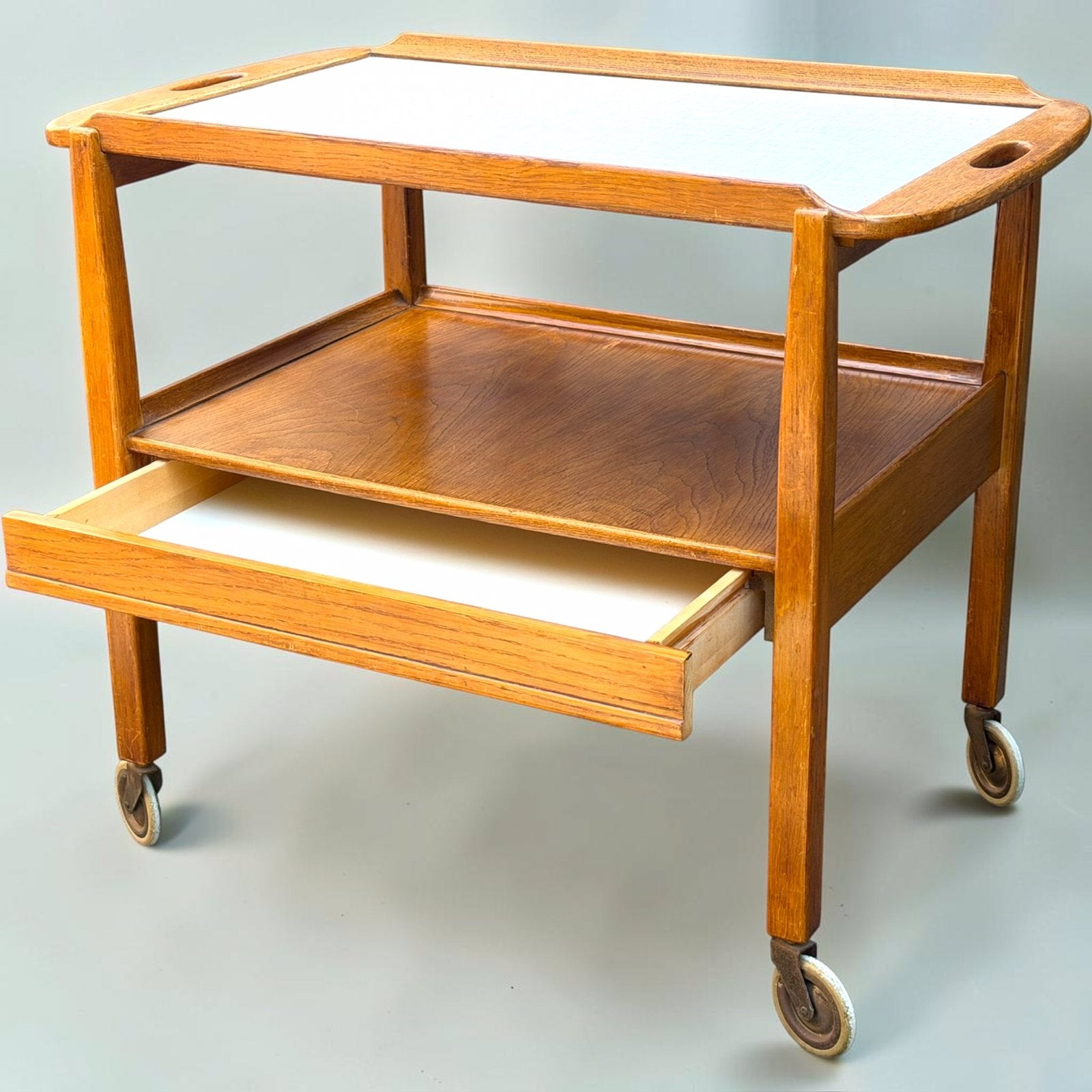 Vintage eiken design serveerwagen barcart | Tingström, Ophalen, Gebruikt, 50 tot 100 cm, Eikenhout