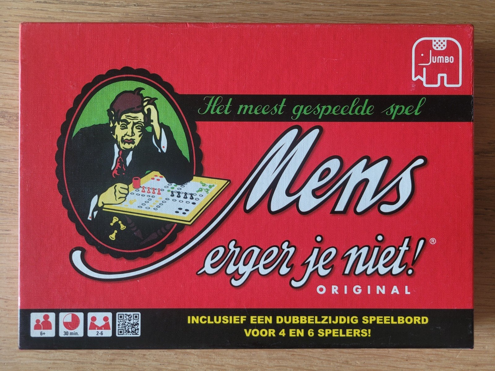 MENS ERGER JE NIET, Jumbo, dubbelzijdig spelbord, 2-6, IZGS!, Ophalen of Verzenden, Gebruikt