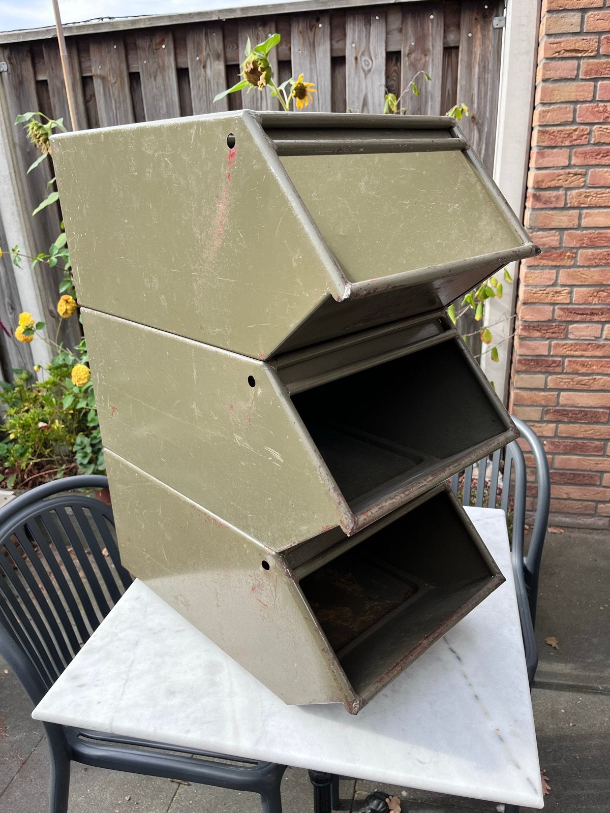Vintage metalen stapelbakken - set van 3, Ophalen