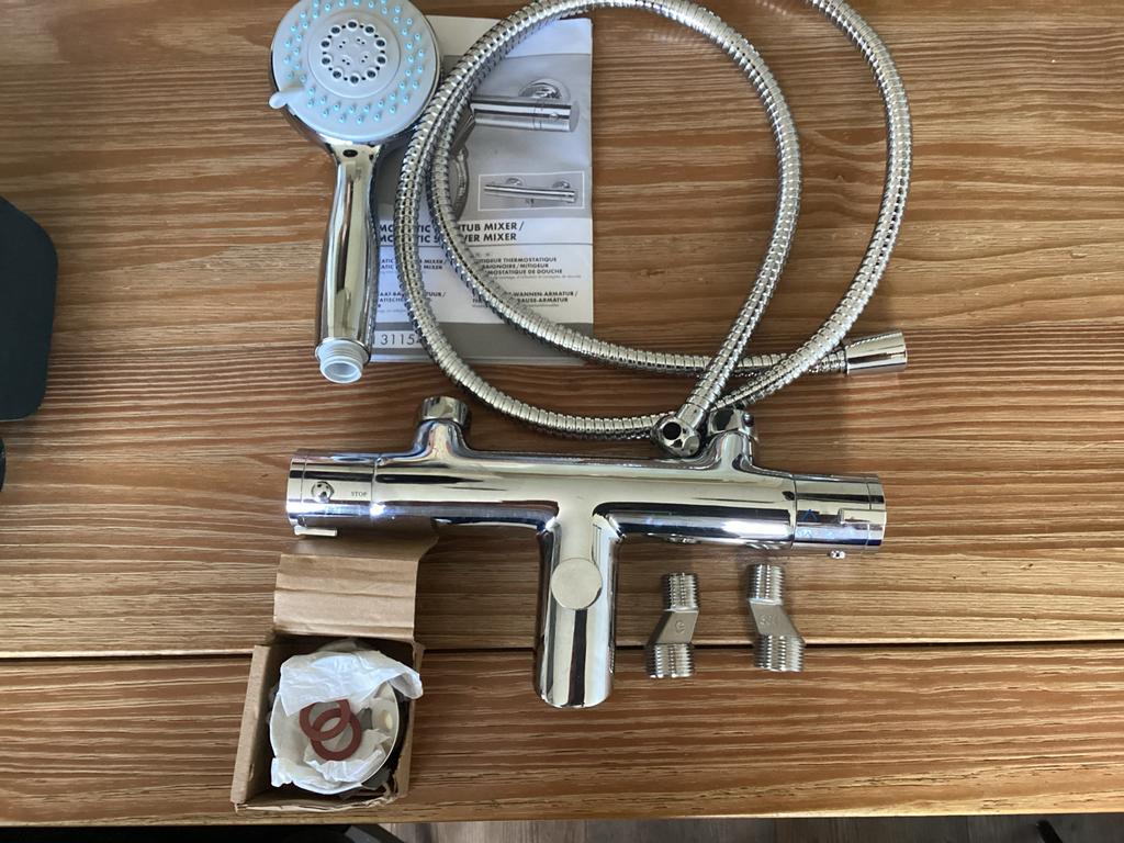 Miomare Thermostaatkraan compleet met doucheset nieuw, Doe-het-zelf en Verbouw, Sanitair, Ophalen of Verzenden, Zo goed als nieuw