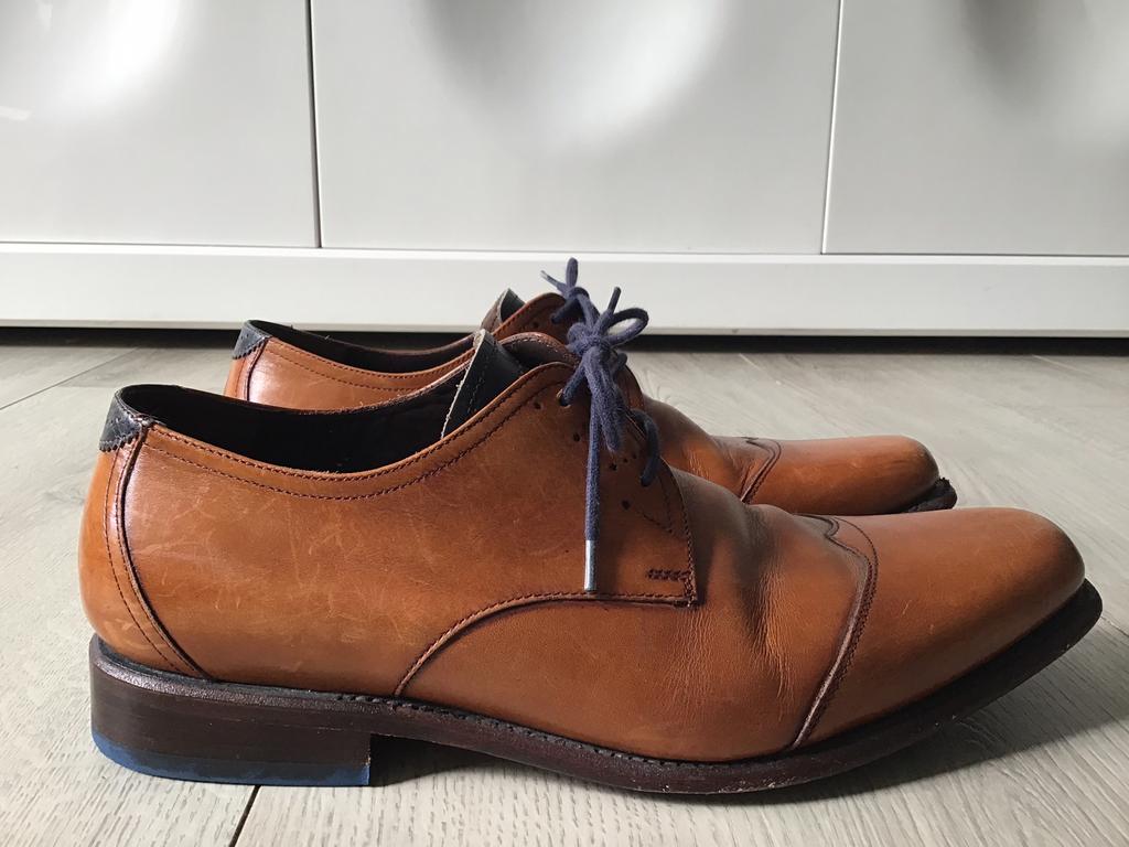 Zgan Floris van Bommel cognackleurige veterschoenen 40 2/3, Zgan Floris van Bommel cognackleurige veterschoenen 40 2/3, Bruin