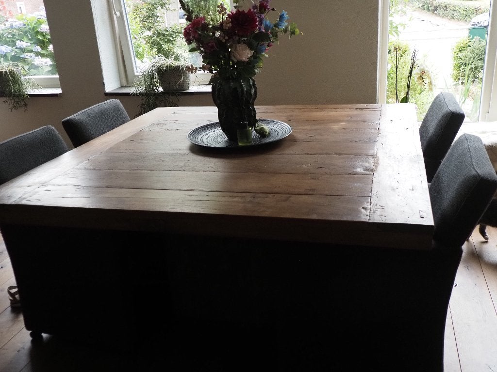 mooie oud eiken tafel, Ophalen, Gebruikt, Oud eiken landelijk, 150 tot 200 cm