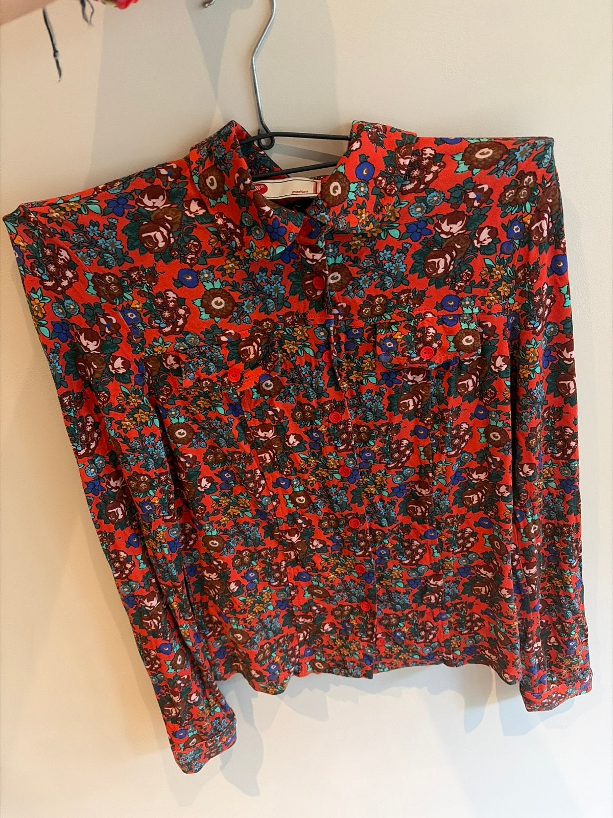 Who's That Girl Blouse met Bloemenprint - Maat M, Kleding | Dames, Ophalen of Verzenden, Maat 38/40 (M), Rood, Lange mouw