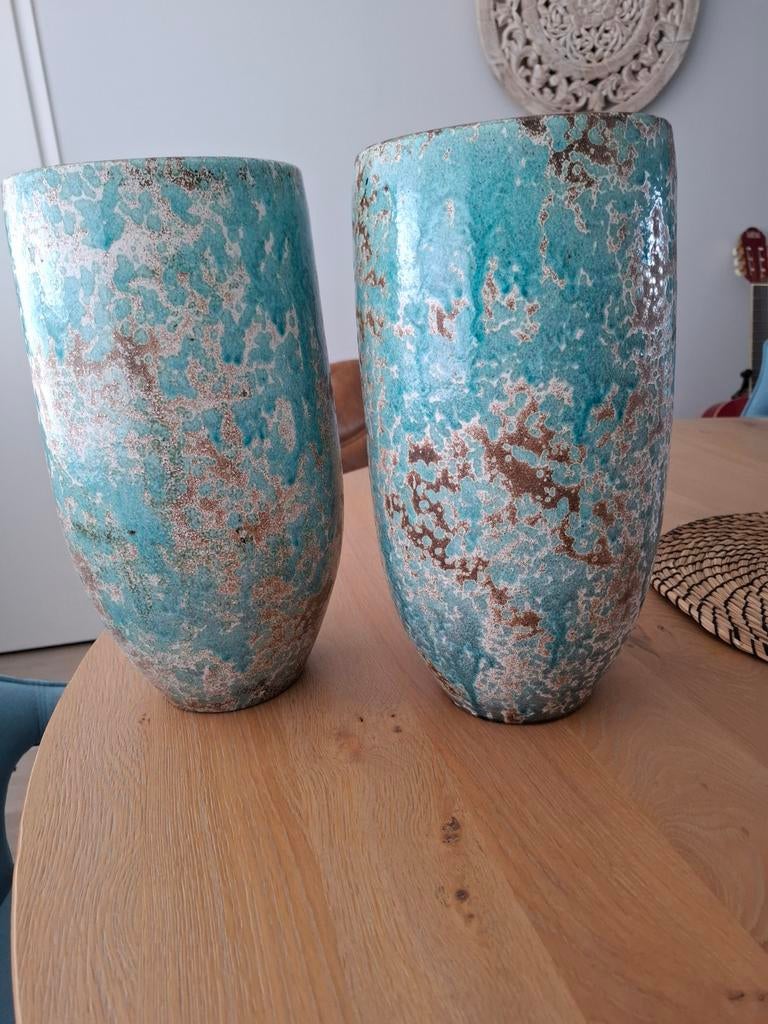 Bloempotten, Ophalen, Blauw, Aardewerk of Porselein, Zo goed als nieuw
