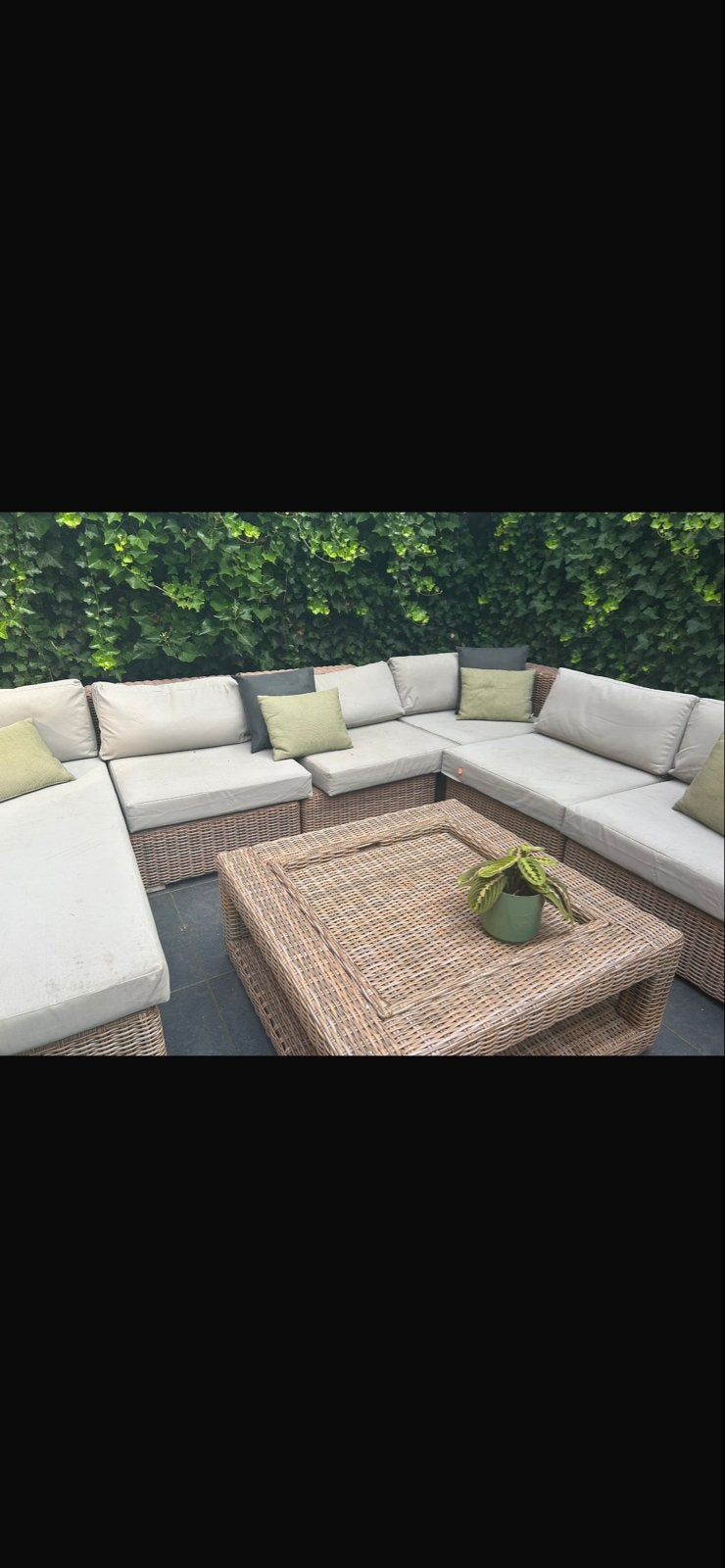 Wicker Loungeset met Salontafel, Tuin en Terras, Ophalen, Gebruikt, Meer dan 8 zitplaatsen, Loungeset