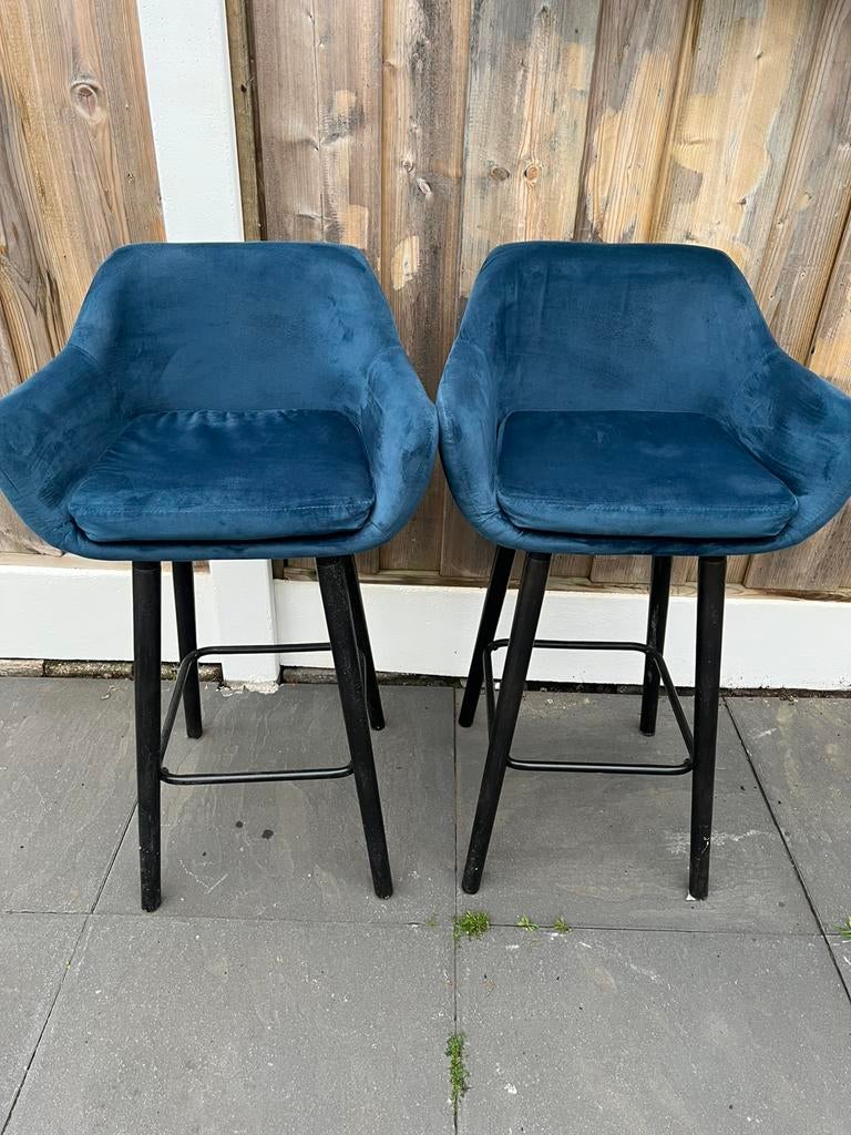 Suede barkrukken, Gebruikt, Met voetsteun, 60 tot 90 cm, Ophalen of Verzenden