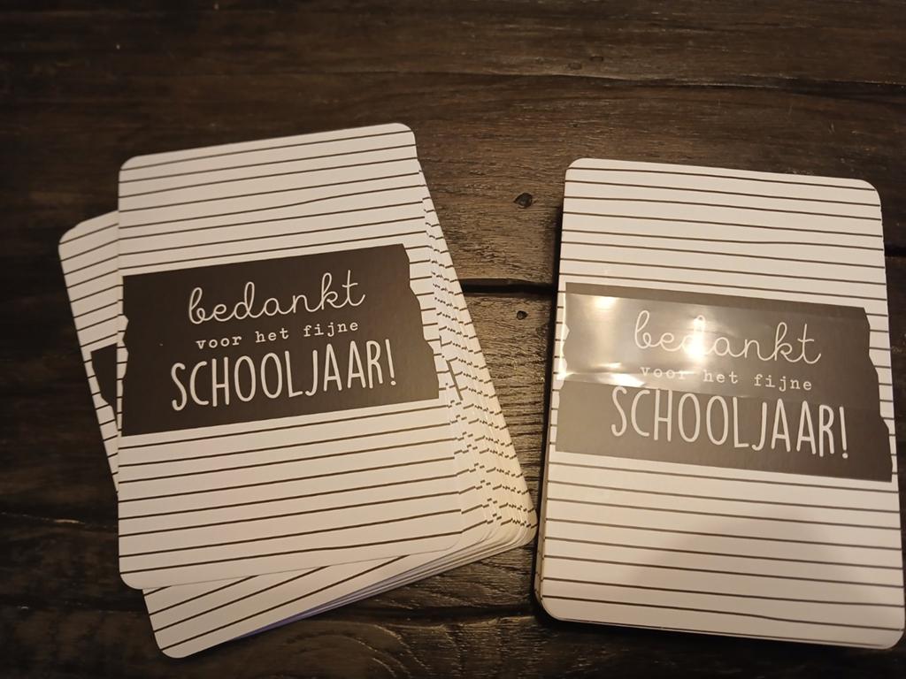 Bedankt voor het fijne schooljaar 75 kaarten, Ophalen of Verzenden, Nieuw, Overige thema's