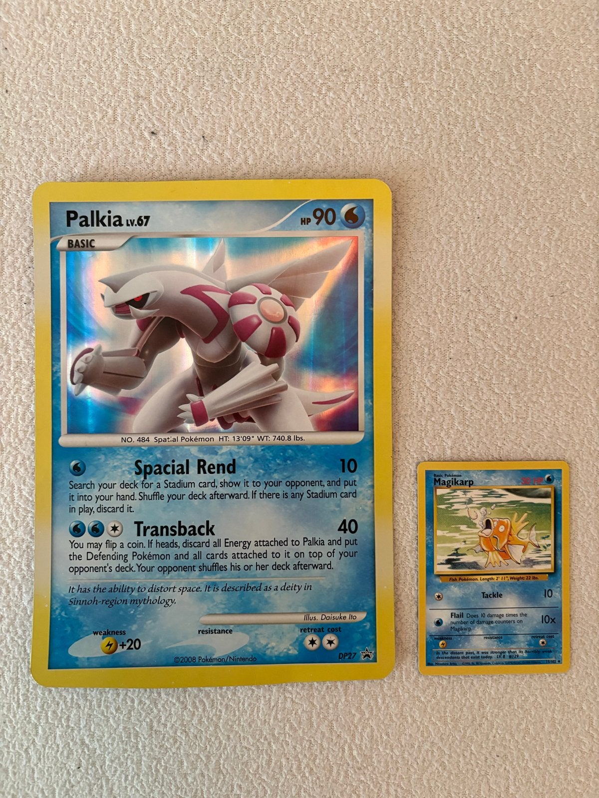 Grote Pokemon kaart Palkia DP27 - Promo Jumbo, Ophalen of Verzenden, Zo goed als nieuw, Losse kaart