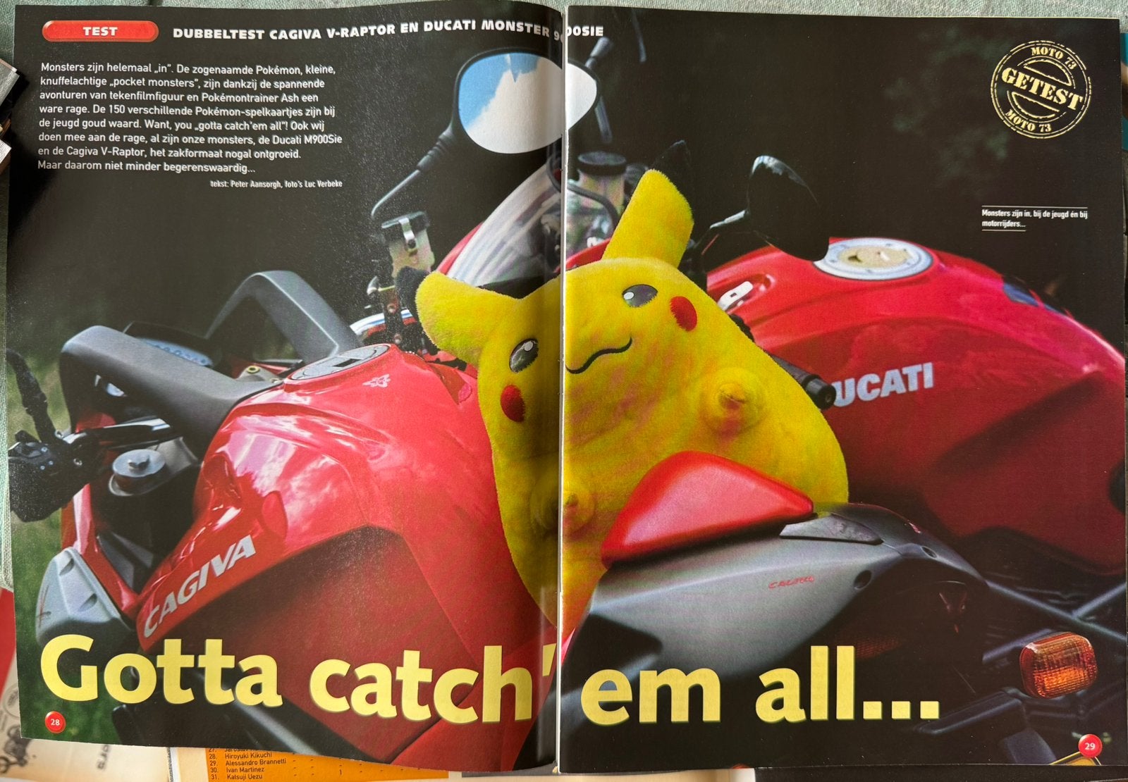 Test uit 2000 Cagiva V-Raptor en Ducati Monster 900SIE, Ophalen of Verzenden, Zo goed als nieuw, Motoren