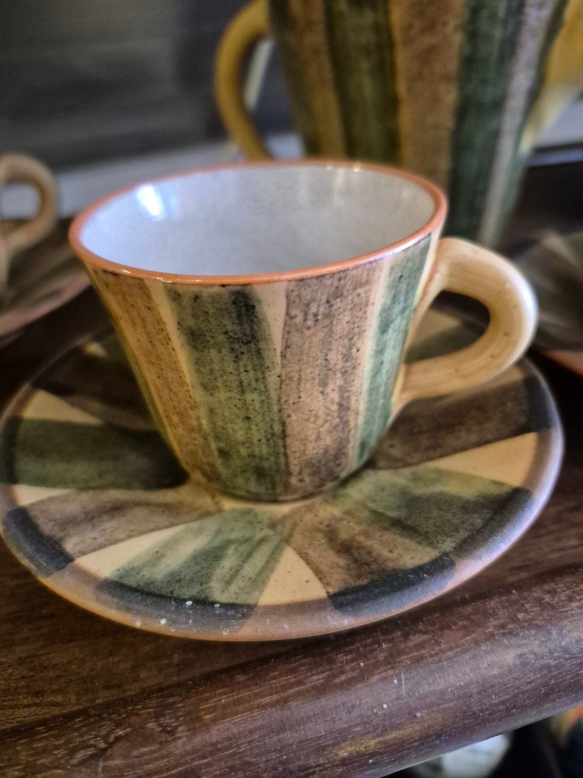 Vintage Aardewerk Koffie/Theeservies - Handgeschilderd, Ophalen of Verzenden