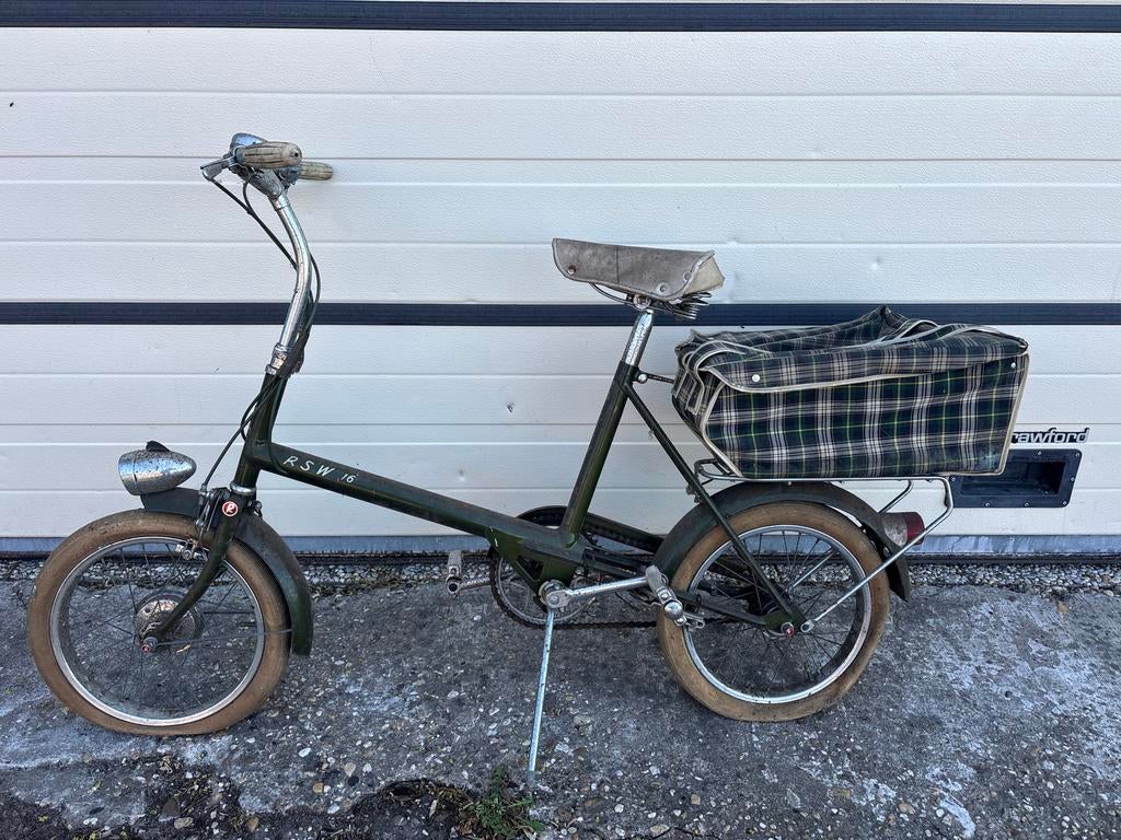 Vintage Raleigh RSW 16 Vouwfiets - Groen, met mand, Fietsen en Brommers, Gebruikt, Velgrem, 16 tot 18 inch, Totaal opvouwbaar