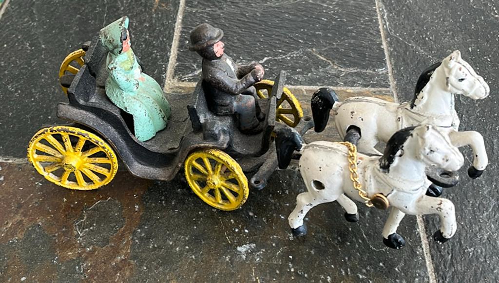 Gietijzeren paard en wagen, Antiek en Kunst, Antiek | Speelgoed, Ophalen of Verzenden