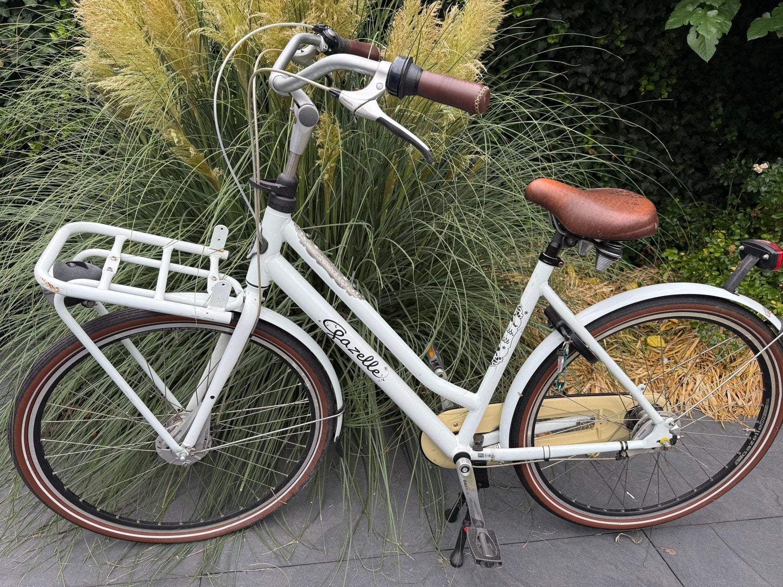 Gazelle Miss Grace damesfiets met voordrager, Ophalen, Versnellingen, Gazelle, Trommelrem
