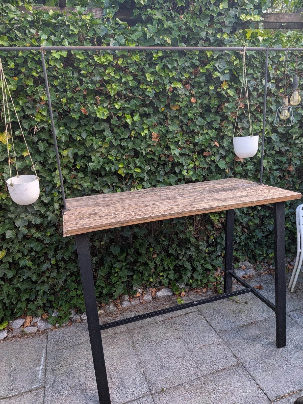 Statafel., Tuin en Terras, Ophalen, Gebruikt, Rechthoekig, Hout