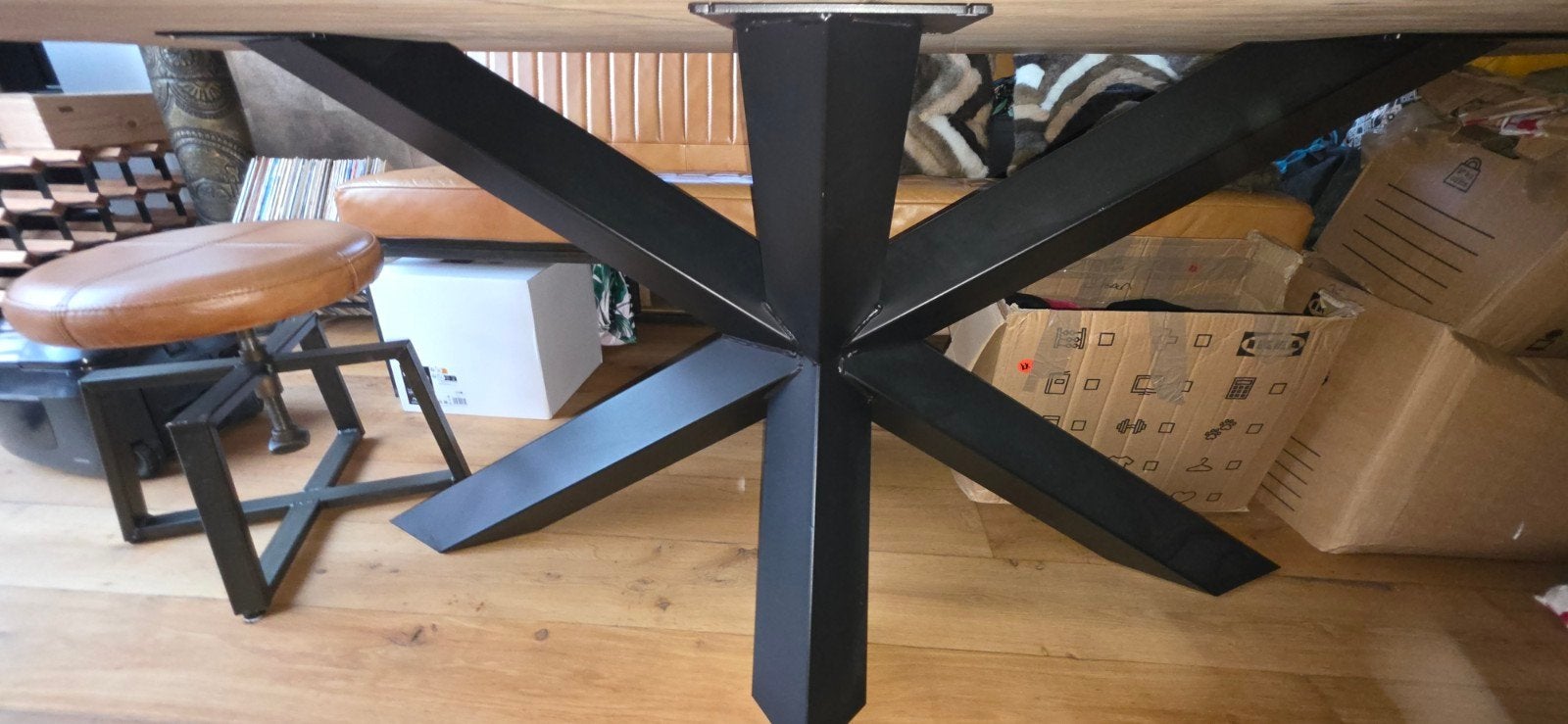 Zwarte stalen diamant matrix tafelpoot €225 H72xB140 poot 10, Ophalen, 100 tot 150 cm, 50 tot 100 cm, Zo goed als nieuw