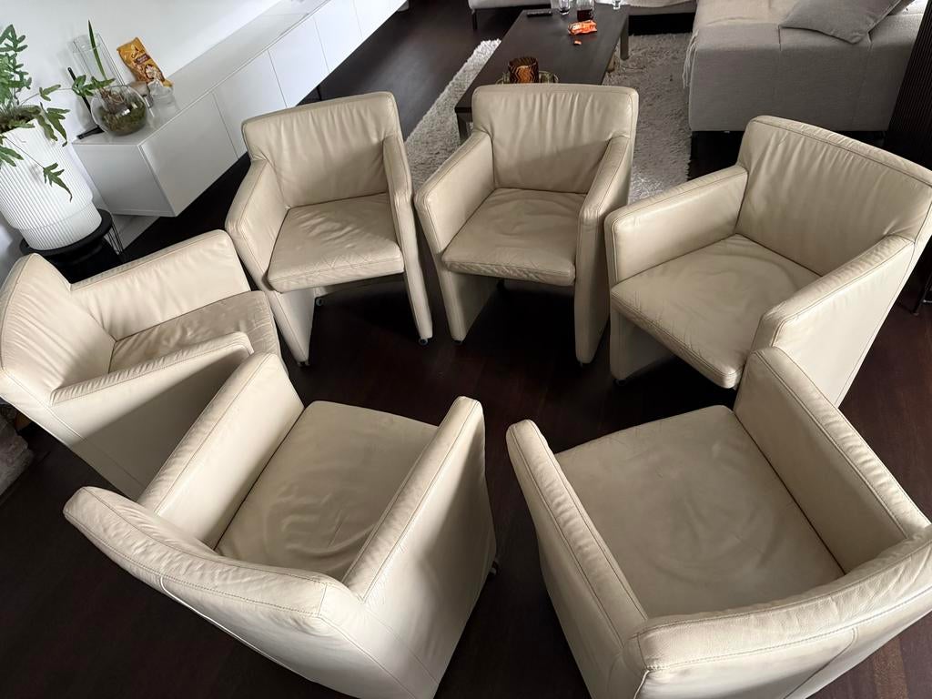 Set van 6 eetkamer stoelen, Ophalen, Gebruikt, Leer, Vijf, Zes of meer stoelen