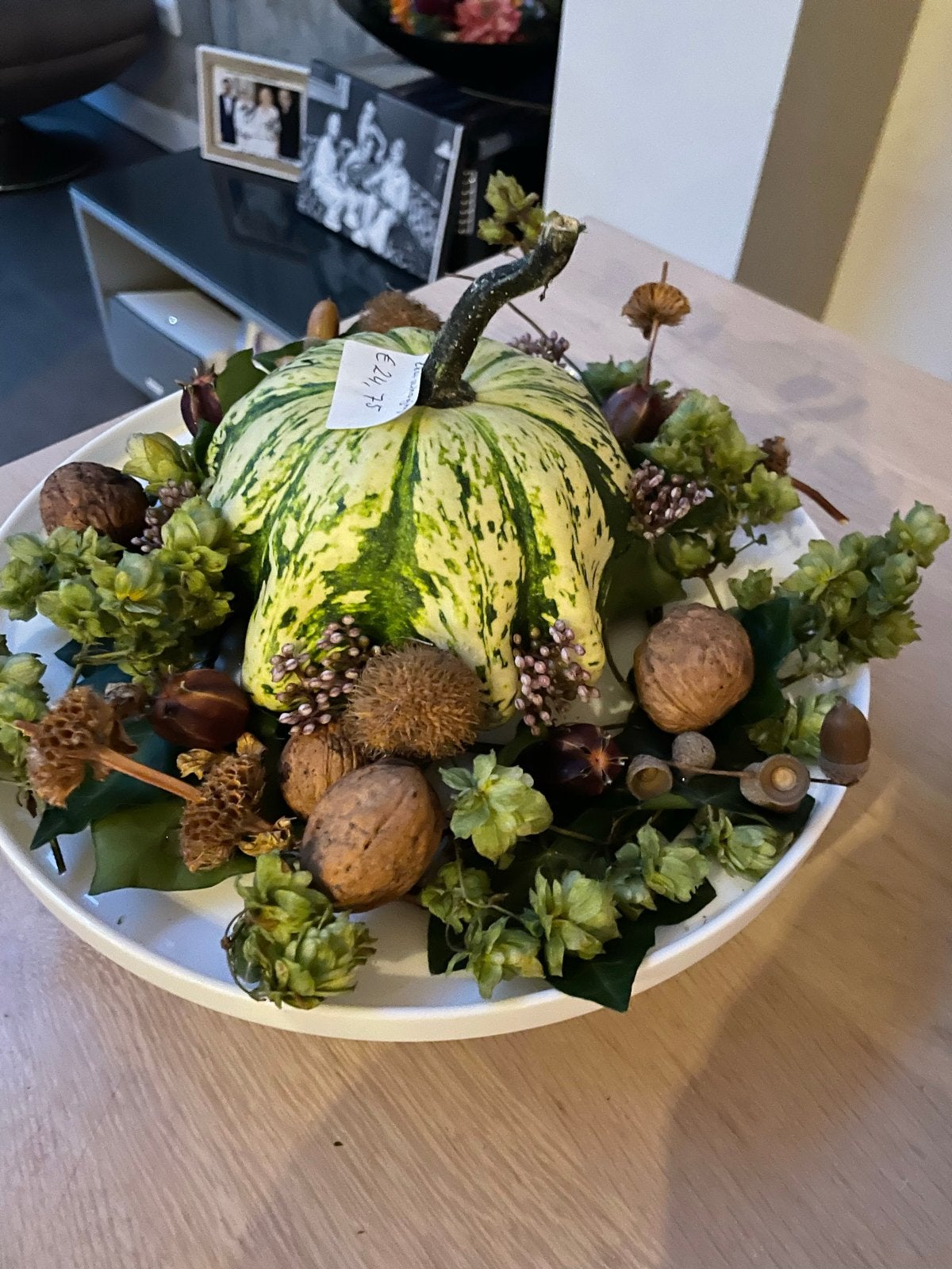 Herfstdecoratie met pompoen en natuurlijke materialen, Huis en Inrichting, Meerkleurig, Nieuw, Ophalen of Verzenden, Landelijk