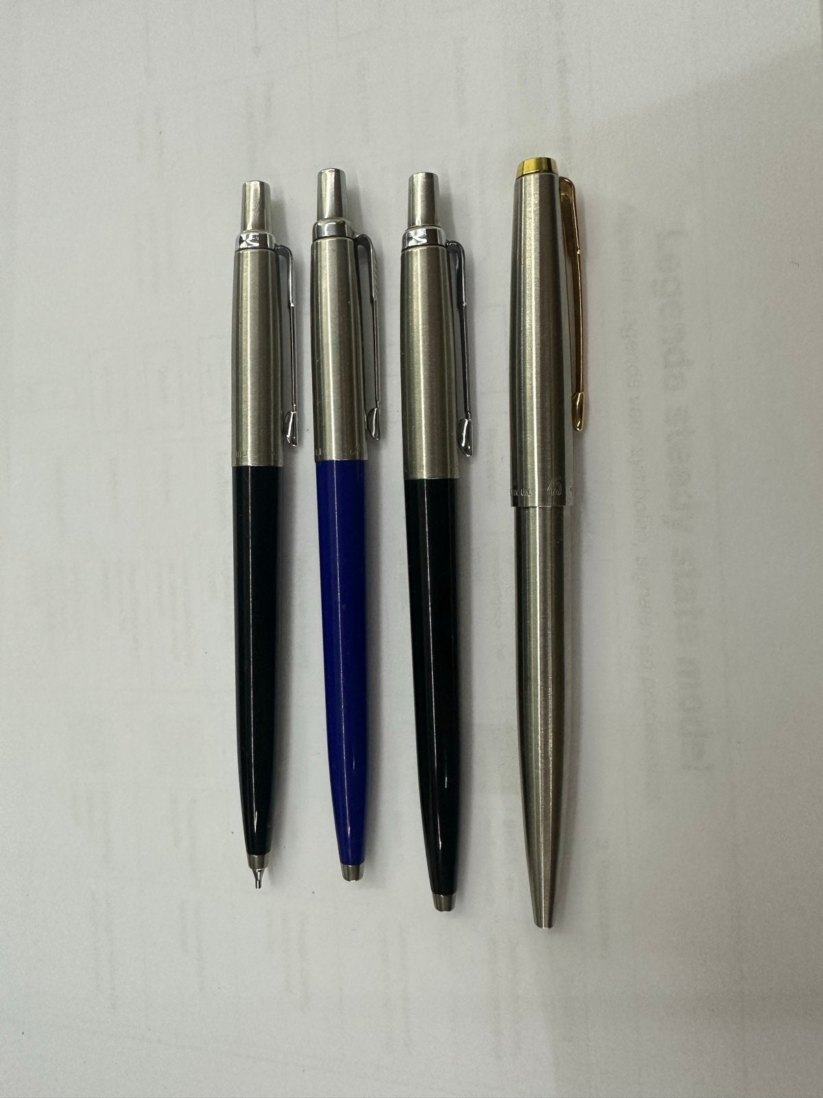 Parker Pennenset: 3 pennen en 1 potlood met blauwe vullingen, Verzamelen, Pennenverzamelingen, Ophalen of Verzenden, Gebruikt