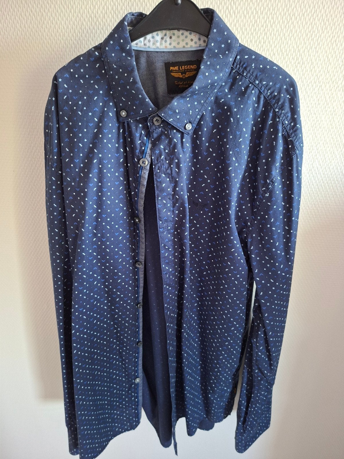 PME Legend overhemd, maat L, blauw met print, Blauw, Ophalen of Verzenden, Zo goed als nieuw, PME Legend