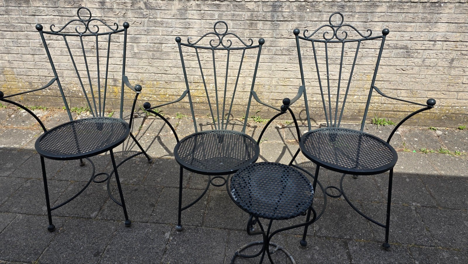 Gietijzeren tuinset, Overige materialen, Gebruikt, Bijzettafel, Tuinset