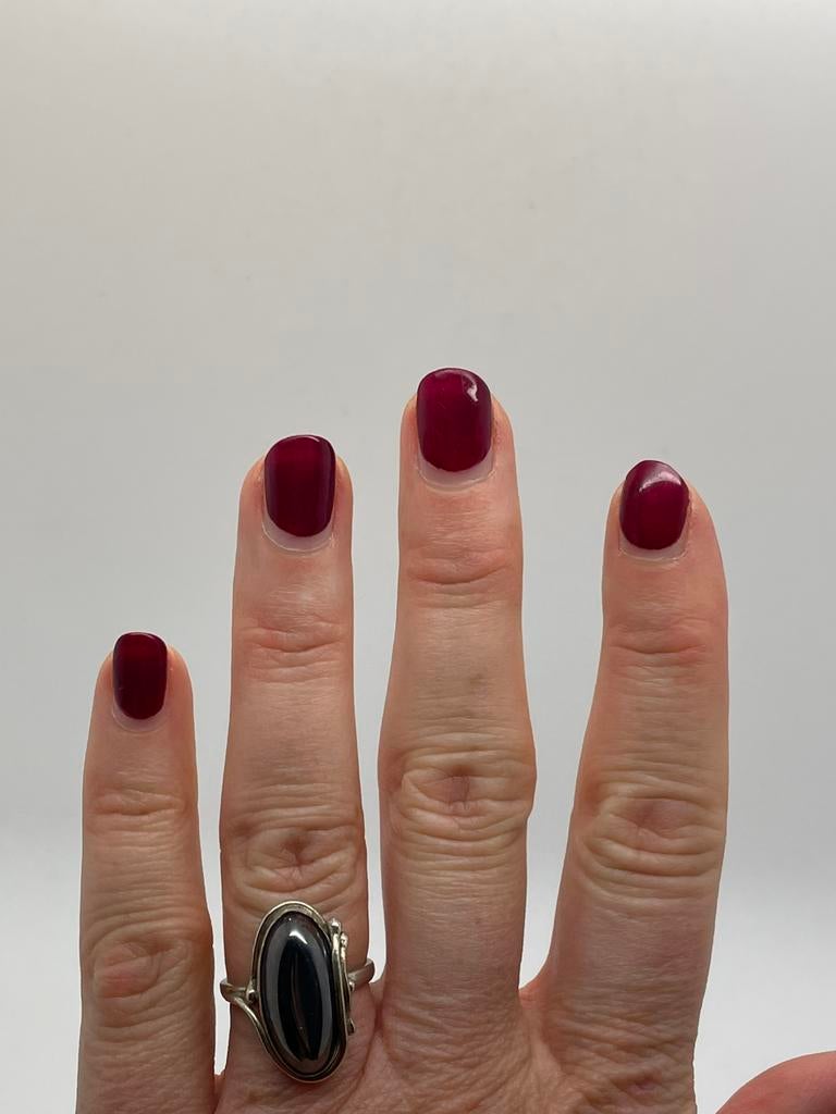 D623 Prachtige zilveren ring hematiet maat 16,75, Ophalen of Verzenden, Kleiner dan 17, X, Met edelsteen