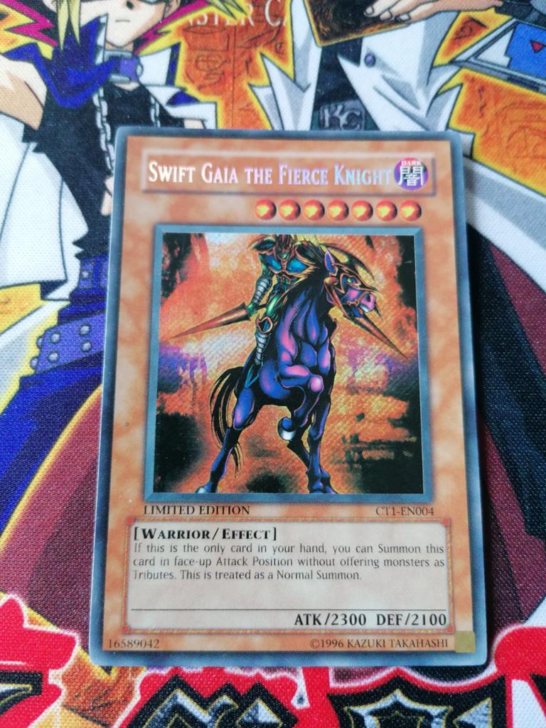 Swift Gaia the Fierce Knight - Secret Rare CT1 Tin Promo YGO, Ophalen of Verzenden, Zo goed als nieuw, Foil