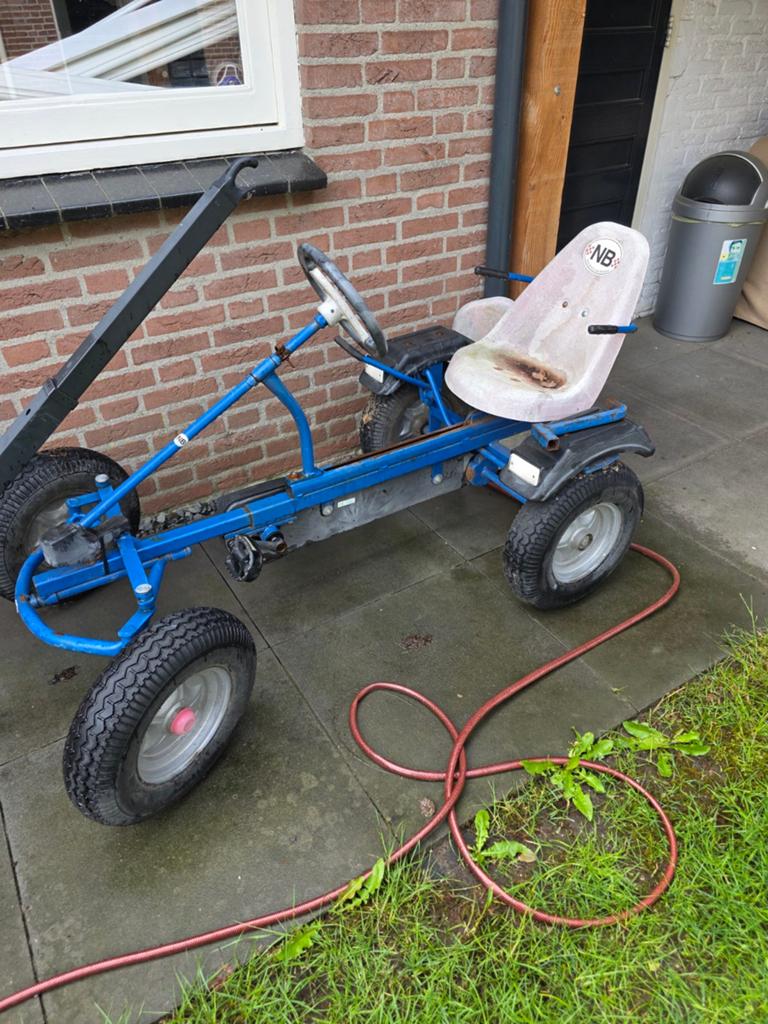Blauwe skelter met aanhanger, gebruikt, Ophalen, Gebruikt, Overige merken, Met kar of aanhanger