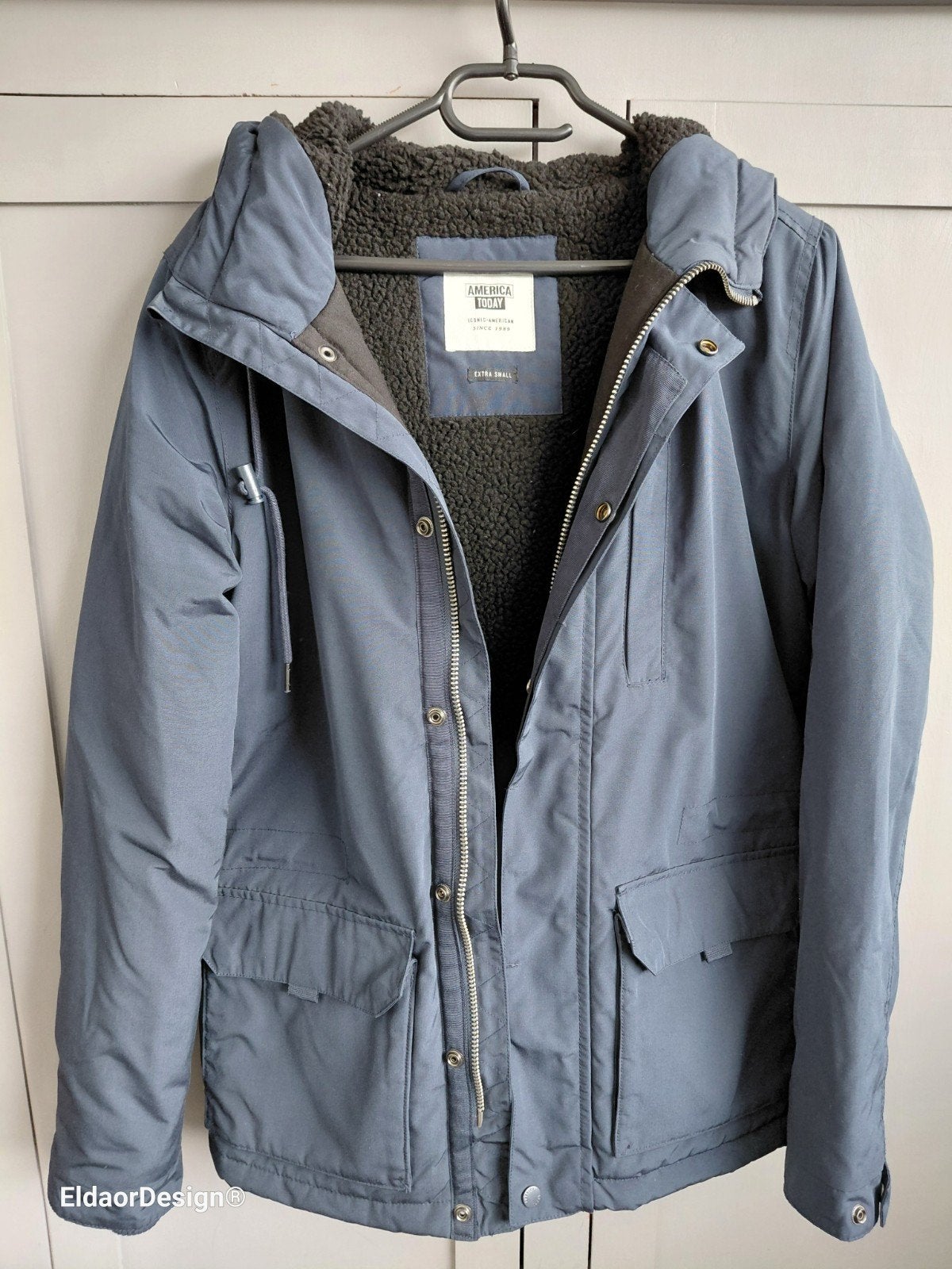 Blauwe America Today jas met teddyvoering - XS, Blauw, Ophalen of Verzenden, Zo goed als nieuw, Maat 34 (XS) of kleiner